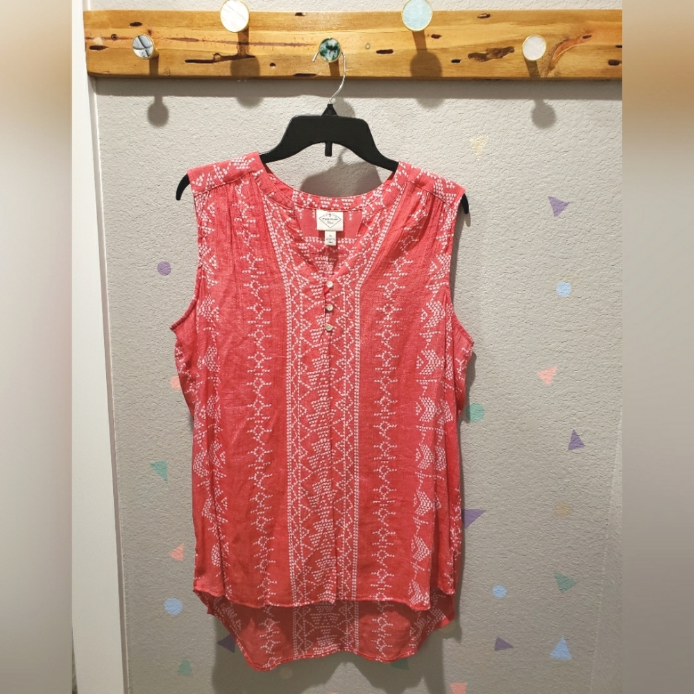 St. John's Bay Hi-low Sleeves Coral Blouse
